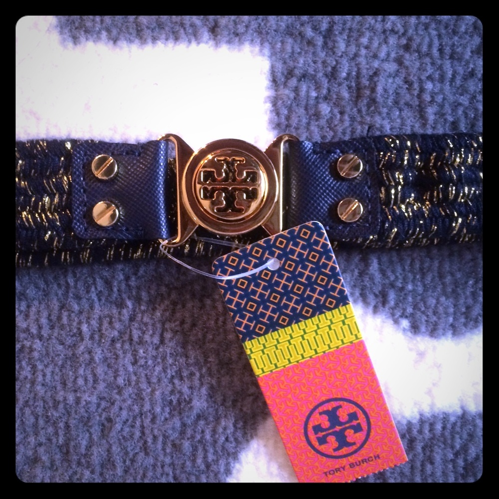 sold!!!Final Reduction! Tory Burch Navy and Gold Belt
